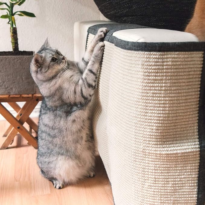 Navaris Cat Scratch Mat Sofa Protector - Natural Sisal Furniture Protector Scratching Pad for Cats - Scratch Carpet for Couch, Sofa, Chair