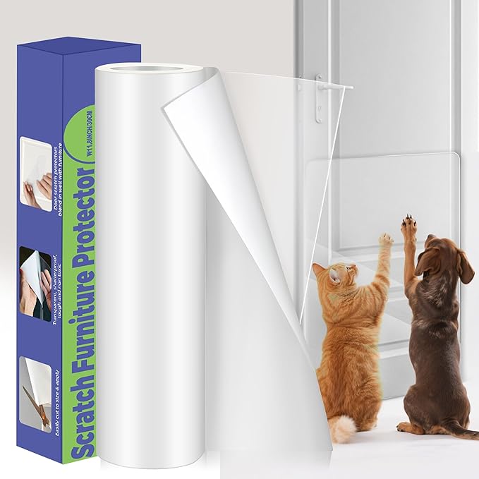 Cat Scratch Furniture Protector: Cat Anti Scratch Tape - Door Protector from Dog Scratching - Clear Training Self Adhesive Tape for Carpet, Sofa, Couch, Door(Transparent, 11.8" x 6.56FT)