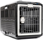 Pet Carrier & Crate, 26.4" L x 15.3" W x 18.8" H - Collapsible for Medium Cats and Dogs, Portable Hard Plastic Wall Kennel for Indoor/Outdoor Use