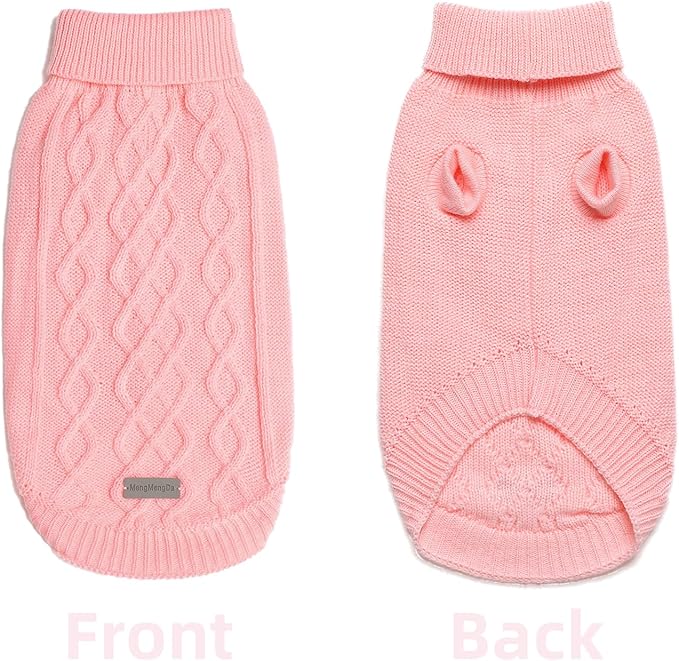 Pullover Dog Valentine Sweater, Cable Knitwear, Warm Clothes for Chihuahua, Bulldog, Dachshund, Pug, Yorkie,Dog Outfits for Small Dogs Medium Dogs (Pink L)