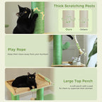 XXL Cactus Cat Tree, 67" Heavy Duty Cat Tower for Indoor Cats Large Adult with 13 Thick Scratching Posts (φ4.3), Large Perch, Spacious Condo & Big Hammock - for Maine Coon up to 20 lbs, Green