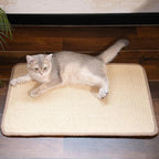CHEERPALS Sisal Cat Scratcher Mat for Indoor Cats, 23.6 X 15.7 Inch Natural Sisal Fabric Scratching Pad Horizontal Scratch Rug with Sticky Tapes, Protect Couch, Wall and Carpets (White)