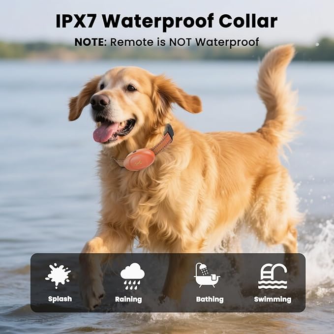 Dog Shock Collar with Soft Neoprene Padded - 4 Training Modes E Collar with 1600FT Remote Control for 5–120 lbs Large Medium Small Dogs, IPX7 Waterproof, Orange