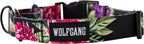 Wolfgang Heavy Duty Martingale Dog Collar with Quick Release Nylon Buckle for Walking & Training, DarkFloral Print, Extra Large