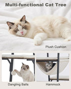 74-Inch Modern Cat Tree Tower for Large Cats, Multi-Level Cat Tower with Scratching Board, Large Perch, Hammock, Removable Pads, White