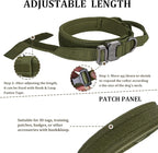 Tactical Dog Collar with Handle - Military Adjustable Dog Training Collar Soft Nylon and Heavy Duty Metal Buckle for Medium Large Dogs - with Patch (Green, Medium)