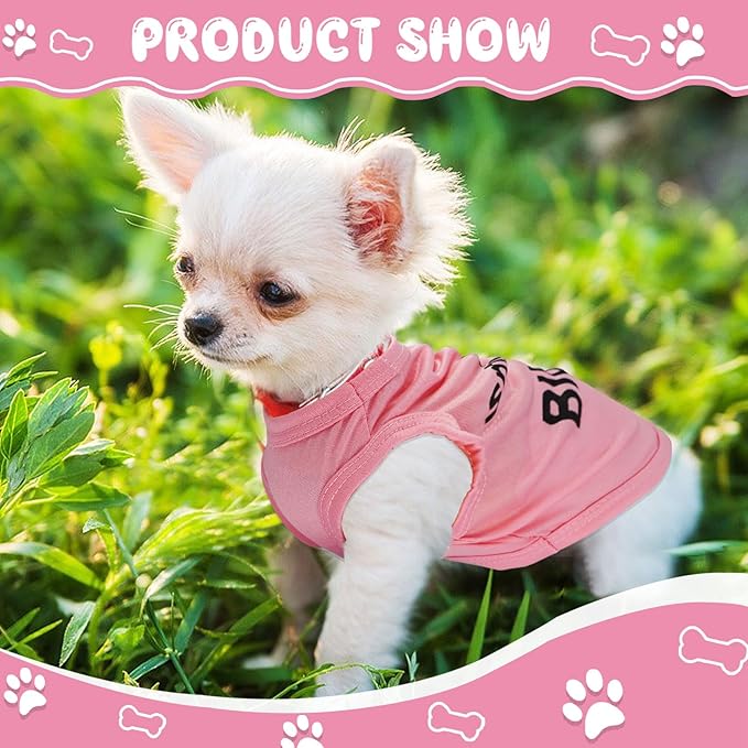 4 Pieces Dog Clothes for Small Dogs Summer Autumn Puppy Clothes Cute Soft Pet Dog Shirts Chihuahua Teacup Dog Cat Clothing Pink Costume (X-Small)