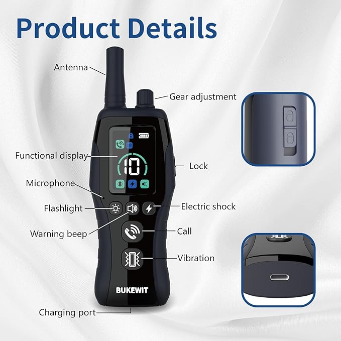 Dog Training Collar with Remote - 4900FT Dog Shock Collar for IP67 Waterproof with 4 Training Modes, Security Lock，Rechargeable E-Collar for All Breeds（10-120lbs）