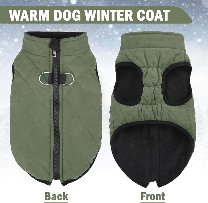SCENEREAL Winter Dog Vest Coat with Harness Built in, Warm Dog Jacket for Small Medium Dogs, Cold Weather Coats with Zipper, Fleece Puffer Vest Windproof Snow Clothes for Puppy Pet