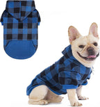KOOLTAIL Plaid Dog Hoodie Pet Clothes Sweater with Hat and Pocket for Small Medium Large Size Dogs, Soft Winter Warm Dog Cold Weather Coat, Fleece Fall Dog Hooded Sweatshirt for Puppy Cats, Blue M