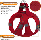Dog Harness with Leash Set, No-Pull Step-in Reflective Pet Harness with 1 Leash Clips, Adjustable Soft Padded Easy Walk Dog Vest for Small Medium Large Dogs, Cats(Bright Red, XXXSmall)