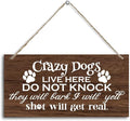 Funny Please Do Not Ring Doorbell Wood Decor Sign, Crazy Dogs Live Here Do Not Knock, Hanging Printed Wooden Plaque Decor, Farmhouse Wood Plaque Decor 12x6inch