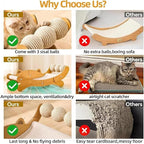 Sisal Cat Scratcher Bed,Extra Large Solid Cat Scratching Board Couch Scratcher Cardboard with Sisal Ball,26.8 Inch Hammock Lounger for Indoor Cats, Furniture Protector