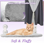 2 PCS Cat Window Perch (Medium 20.4''×11.8'') - Machine Washable Cover, 4 Large Suction Cups, Solid Metal Frame - Cordless Foldable Hammock for Indoor Cats (2×Grey)