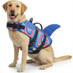 ASENKU Dog Life Jacket - Pet Safety Vest for Swimming & Boating, Shark Life Jacket with Floatation, Dog Lifesavers Swimsuits for Small Medium Large Dogs (Blue Bandhnu, XL)