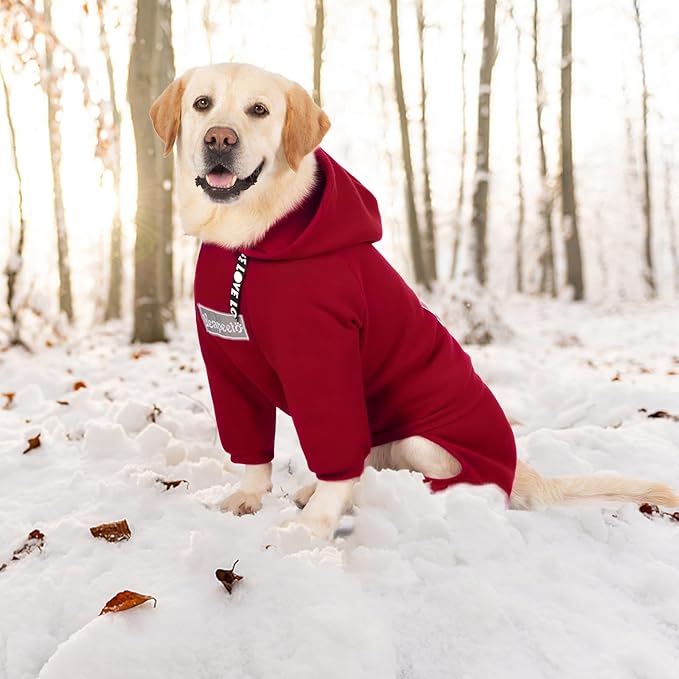 Dog Hoodies Winter Coat for Large Medium Dogs, Pullover 10 Legs Warm Coat Hooded Sweatshirt, Fleece Hoodie for Cold Weather (Red, 6X-Large)