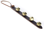 Amish Crafted Leather Strap Arctic Sleigh Bell Door Hanger Hanging Jingle Bells (Brown Leather, 14 Inches)