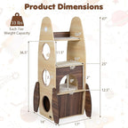 PETSITE 47-inch Rocket-Shaped Wood Cat Tree, Multi-Level Modern Cat Tower with Large Double-Layer Condo, Interactive Hanging Ball and Detachable Sisal Mats, Ideal for Indoor Cats