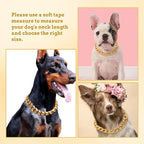 BAOBOTE 15MM Gold Stainless Steel Dog Collar with Cuban Link Chain Heavy Duty Chew Proof Training Collar for Dogs(16" Gold)