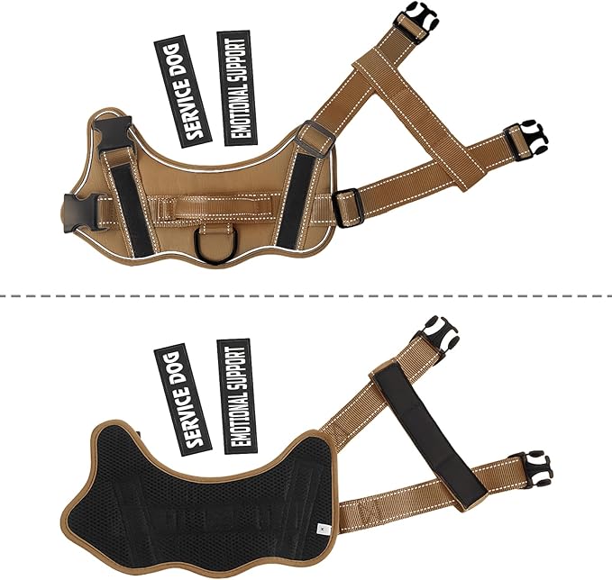 VOOPET Emotional Support Dog Harness, Professional Service Dog Vest for Medium Dogs, Reflective, Breathable, Adjustable, No Pull/Choke, ESA Essential Harness