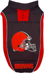 NFL Cleveland Browns Puffer Vest for Dogs & Cats, Size Large. Warm, Cozy, and Waterproof Dog Coat, for Small and Large Dogs/Cats. Best NFL Licensed PET Warming Sports Jacket