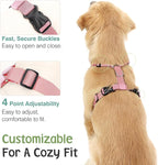 Dog Seat Belt, Safety Vest Dog Car Harness with Adjustable Buckle Dog Seat Belt for Vehicle Nylon Pet Safety Seat Belts Heavy Duty(L, Pink Daisy)