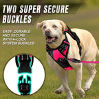 BARKBAY No Pull Dog Harness Front Clip Heavy Duty Reflective Easy Control Handle for Large Dog Walking(Pink,XL)