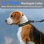 Mayerzon 1.5" Wide Martingale Collar for Large Medium Small Dogs Pitbull German Shepherd, No Pull Reflective Slip Martingale Dog Collar with Buckle Soft Padded for Walking Training(Black,S)