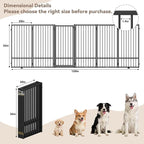 Full Metal Freestanding Dog Gate with Door, 36''Height Foldable Pet Dog Fence for Indoor & Outdoor, 6 Panels Extra Wide Free Standing TallDog Gates for Doorways,House,Stairs,Porch,Deck,Yard