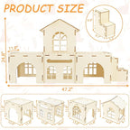 BWOGUE Extra Large Wooden Rabbit Hideout Castle, Detachable Bunny Castle for Rabbits Chinchillas Guinea Pigs, Sturdy Bunny Play House Indoor with Stairs, Small Animal Play Hideaway Hutch