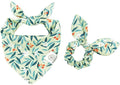 E-Clover Dog Bandanas & Matching Scrunchie Set Girl Dog Bandana Scarf Washable Kerchief Bibs for Medium Large Dogs Pet Owner Birthday Gift Green