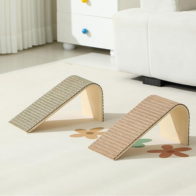 THAKWEN Natural Cork L-Shaped Cat Scratcher, Eco-Friendly Corrugated Paper Wear-Resistant Cat Scratching Pad, Wall/Sofa-Mounted Cat Claw Grinding Toy for Small Apartments, Pet Supplies (Mint Green)