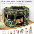 Dog Playpen, Portable Pet Cat PlayPen, 600D Oxford Dog Kennel Tent Crate, Waterproof&Breathable, Indoor Outdoor Travel Camping for Medium/Large Breed with Carrying Case+Bowl(L), Black Camouflage