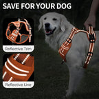 HEELE Dog Harness for Large Dogs No Pull Dog Vest Harness for Large Dog with Soft Padded Handle Reflective for Outdoor Training, Pumpkin Orange, L
