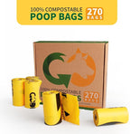 Certified 100% Home Compostable Poop Bags for Dogs, 270 Count Guaranteed Leak Proof and 18 Microns Extra Thick Waste Bag, 18 Rolls of Plant Based Doggie Poop Bag, No Scented with ASTM D6400 & EN13432