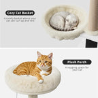 GAOMON Multi-Level Cat Tree Tower with Cat Scratching Posts, Litter Box Enclosure, Cat Houses & Condos | Hanging cat Toys, for Kittens & Adult Cat, Easy to Assemble, White Box & White Trees