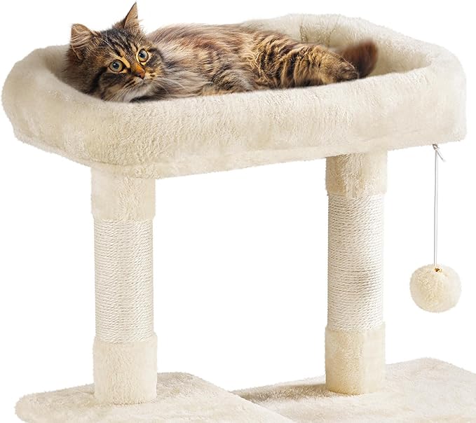 Topeakmart 63in Cat Tree, Large Cat Tower Furniture with Cat Condo, Padded Platform & Sisal-Covered Scratching Post, Stable Cat Tower Pet Play House