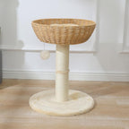 SHENGOCASE Cat Tree Tower with Rattan Wicker Basket, Handwoven Large Nest Basket Bed, Window Perch for Large Cats up to 20LBS
