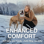 VIVAGLORY Softjoy Dog Coat, Dog Jacket for Winter & Christmas, Coat with Harness Hole, Reversible Plaid Checkered Warm Fluffy Heavy Duty for Puppy, L, Khaki