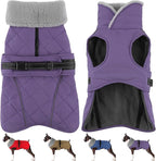 Dog Coat, Waterproof Dog Winter Jacket with Adjustable Buckle, Reflective Turtleneck Pet Snow Vest Warm Fleece Sweater for Small Medium Large Dogs - Purple, 3XL