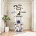 Adorable Flower Cat Tree Tower – Multi-Level Cat House with Cozy Condo, Scrat Ching Posts, Hammock & Play Perch for Indoor Cats, Large Top Perch, Hammock, Tall Pet Climbing Stand (Light Gray 78”)