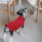 Queenmore Warm Dog Coat, Cold Weather Puffer Jacket with Ultra Thick Plush Lining and Storage Pockets (Red, Large)