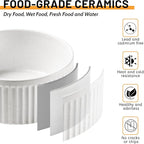 Non-Slip Ceramic Dog Bowls, 5" Dog Food and Water Bowl Set with Silicone Base, 16oz/2cups Weighted Flip-Proof Pet Feeding Bowl for Small Dogs and Cats (Small, White)
