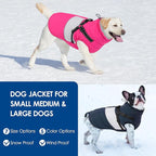 KOESON Dog Coat, Warm Dog Winter Jacket with Harness, Waterproof Pet Cold Weather Coats with Fleece Lining, Reflective & Windproof Snowsuit Sweater for Schnauzer, Yorkshire, Dachshund, Hot Pink S