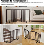 Dog Gate for Doorways 32" Tall Freestanding Dog Gate for Stair Foldable Pet Gate for Dogs Indoor (Brown,3 Panel)