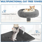 Cat Tree 36 Inch Cat Tower for Indoor Cats with Scratching Post,Padded Perch,Hanging Toys for Kittens & Adult Cats,Beige (Light Gray)