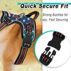 BARKBAY Dog Harness No Pull Mesh for Medium Dogs - Adjustable, Reflective, Comfortable, No Choke, Heavy-Duty - Perfect for Outdoor Training, Walking, and Hiking - Strong & Durable - M & Blue Star Mesh