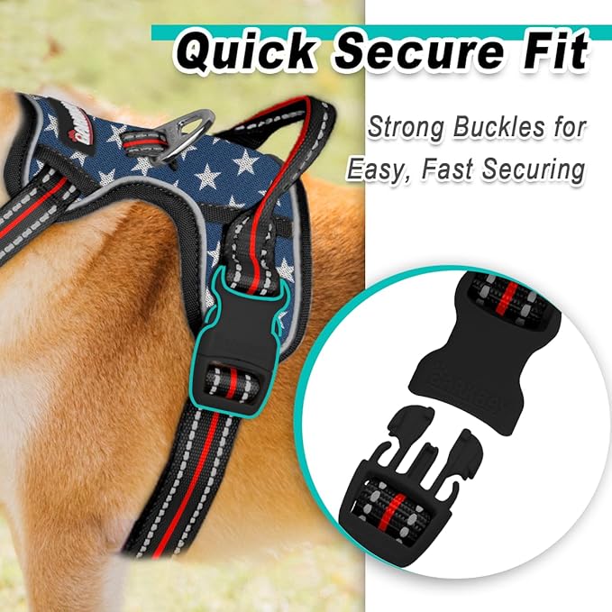 BARKBAY Dog Harness No Pull Mesh for Large Dogs - Adjustable, Reflective, Comfortable, No Choke, Heavy-Duty - Perfect for Outdoor Training, Walking, and Hiking - Strong & Durablee- XL & Blue Star Mesh
