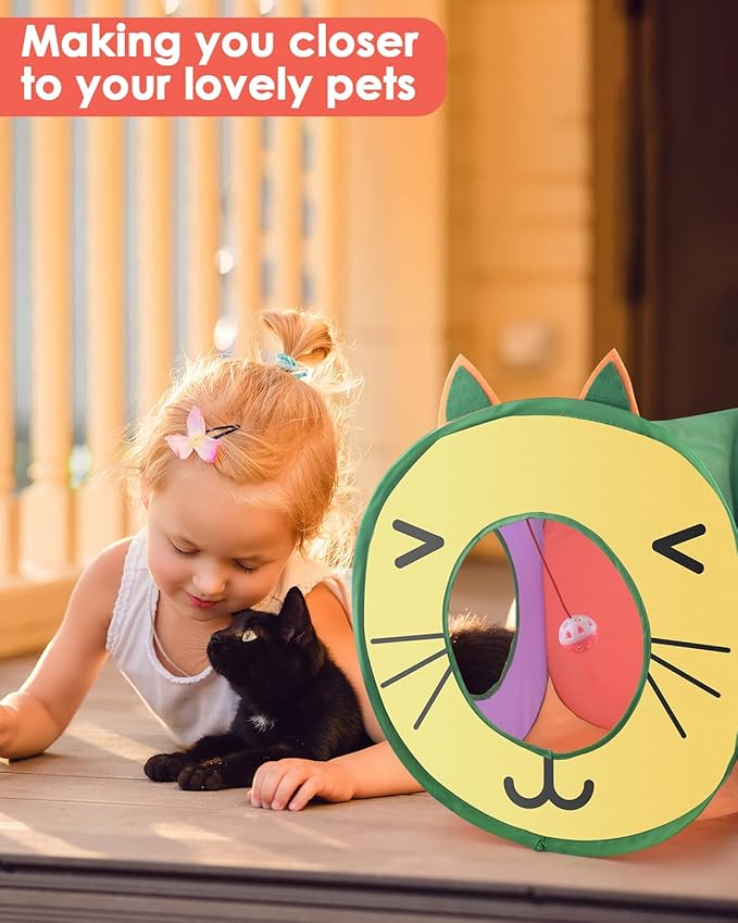 Bissap Pop Up Cat Cube, Collapsible Cat Hideouts Play House Peek Too Cat Cave Tent with 3 Holes for Indoor Outdoor Kittens Cats Puppies Rabbits Hideaway Bed Toy