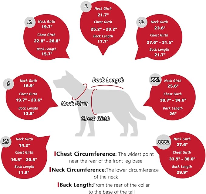 Dog Coat Dogs Jacket Waterproof Reflective Adjustable Dog-Winter Coats for Small/Medium/Large Dogs Dachshund Coat-(Red, XXX-Large)